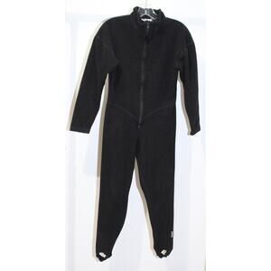 VTG Roffe Black Polartec Fleece One Piece Unitard Jumpsuit Stirrups Women’s S/M
